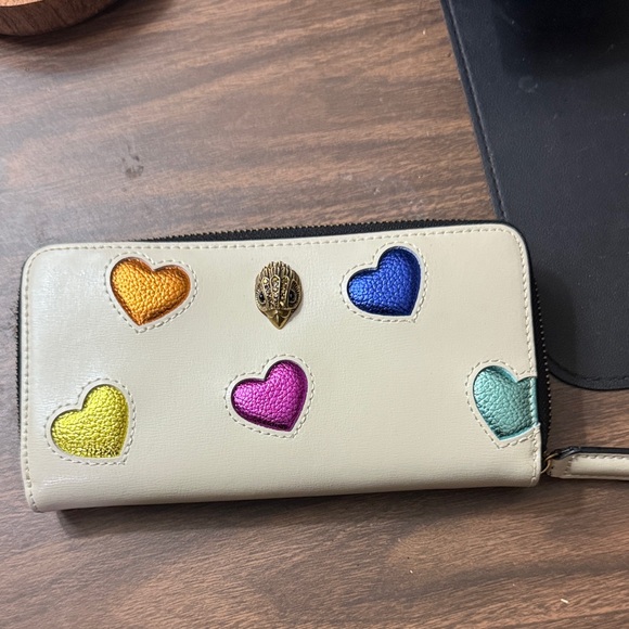 Kurt Geiger Cream Wallet with Colorful Heart Accents - Picture 1 of 6